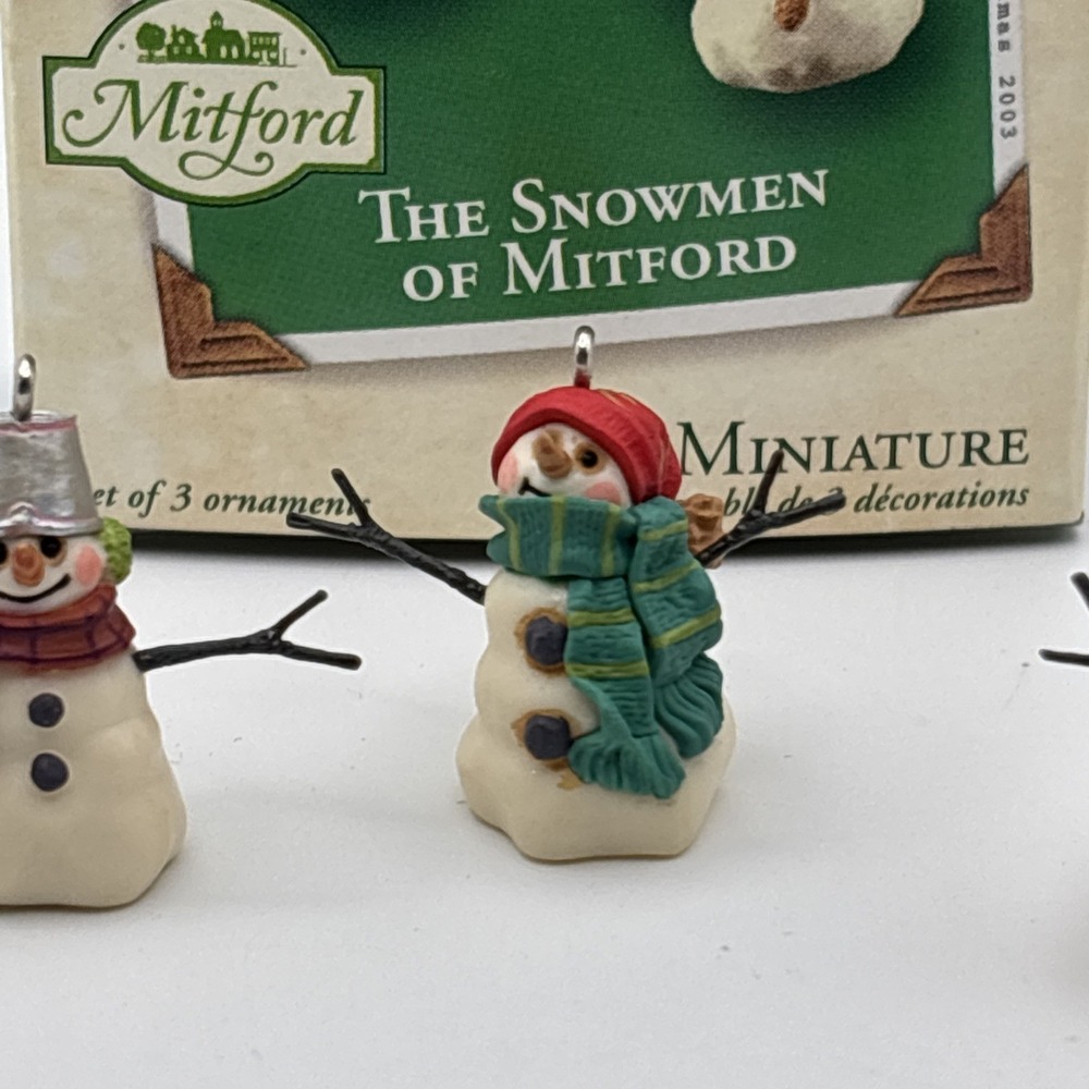 Hallmark Keepsake The Snowmen of Mitford 2003 Miniatures Set of‎ 3 Ornaments Box - Picture 3 of 5